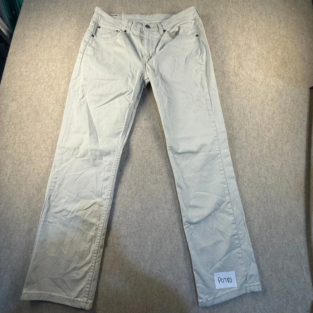 Levis 514 Straight Fit Pants Mens 32x30 Light Gray Twill 00514-1783